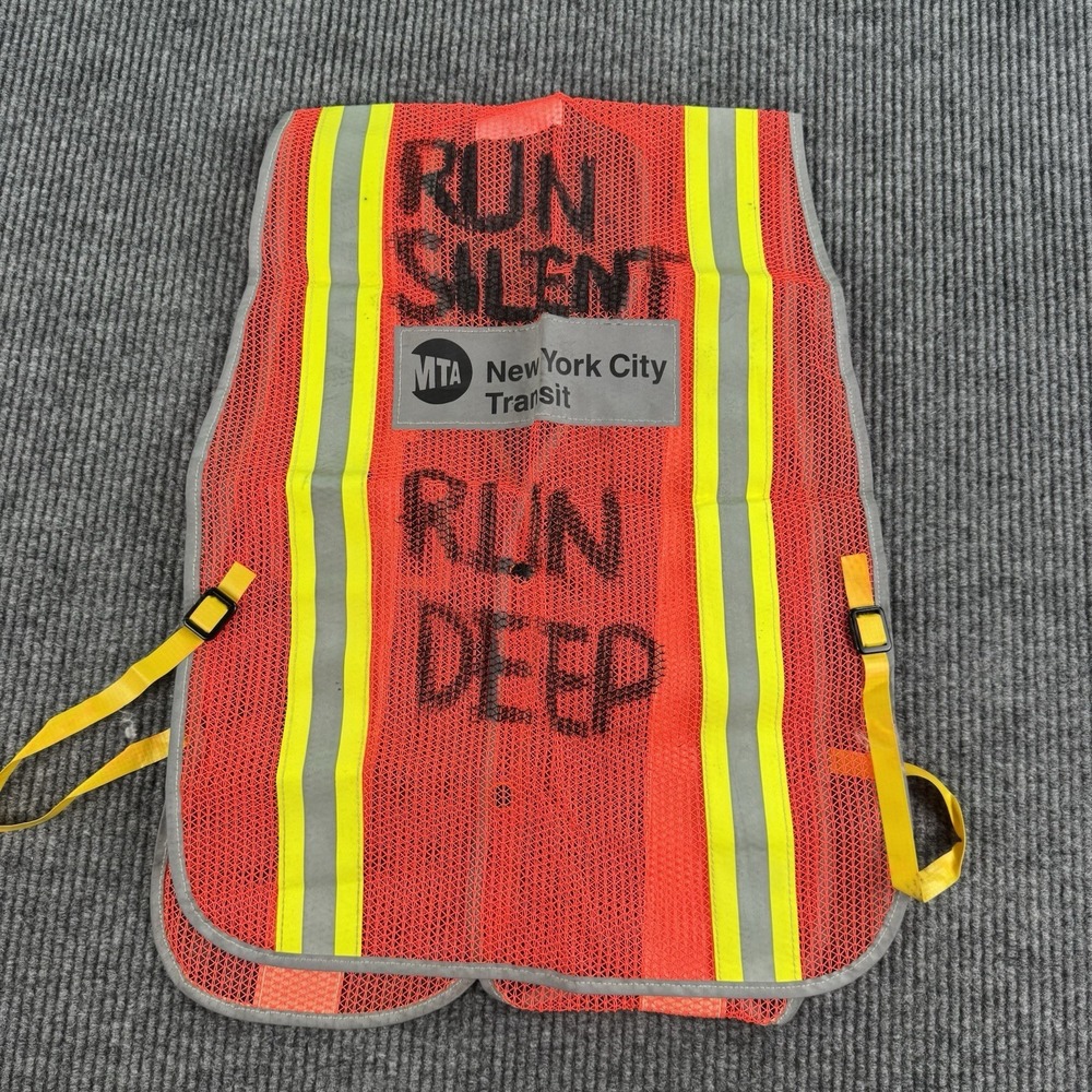 MTA NYCTA Safety Vest 2002 Orange Reflective Mesh Run Silent Run Deep NYC